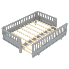 Bellemave® Queen Floor Bed or Twin XL Montessori Floor beds for Kids, Twin XL Can Be Converted into a Queen Platform Bed, Gray - Bellemave