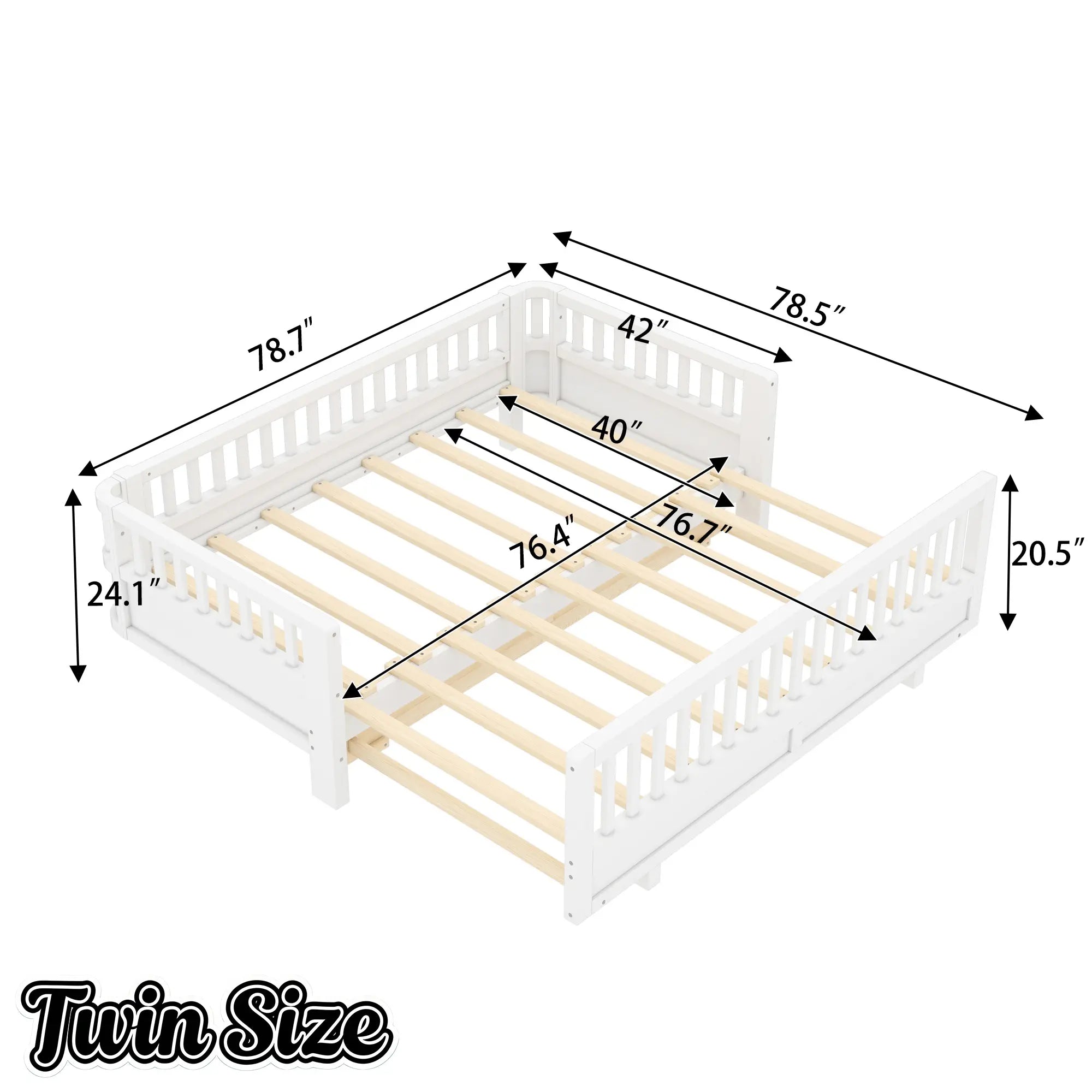 Bellemave® Queen Floor Bed or Twin XL Montessori Floor beds for Kids, Twin XL Can Be Converted into a Queen Platform Bed, Gray - Bellemave