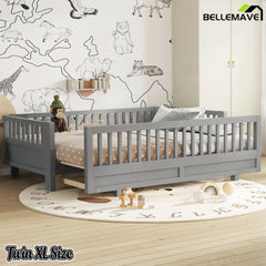 Bellemave® Queen Floor Bed or Twin XL Montessori Floor beds for Kids, Twin XL Can Be Converted into a Queen Platform Bed, Gray - Bellemave