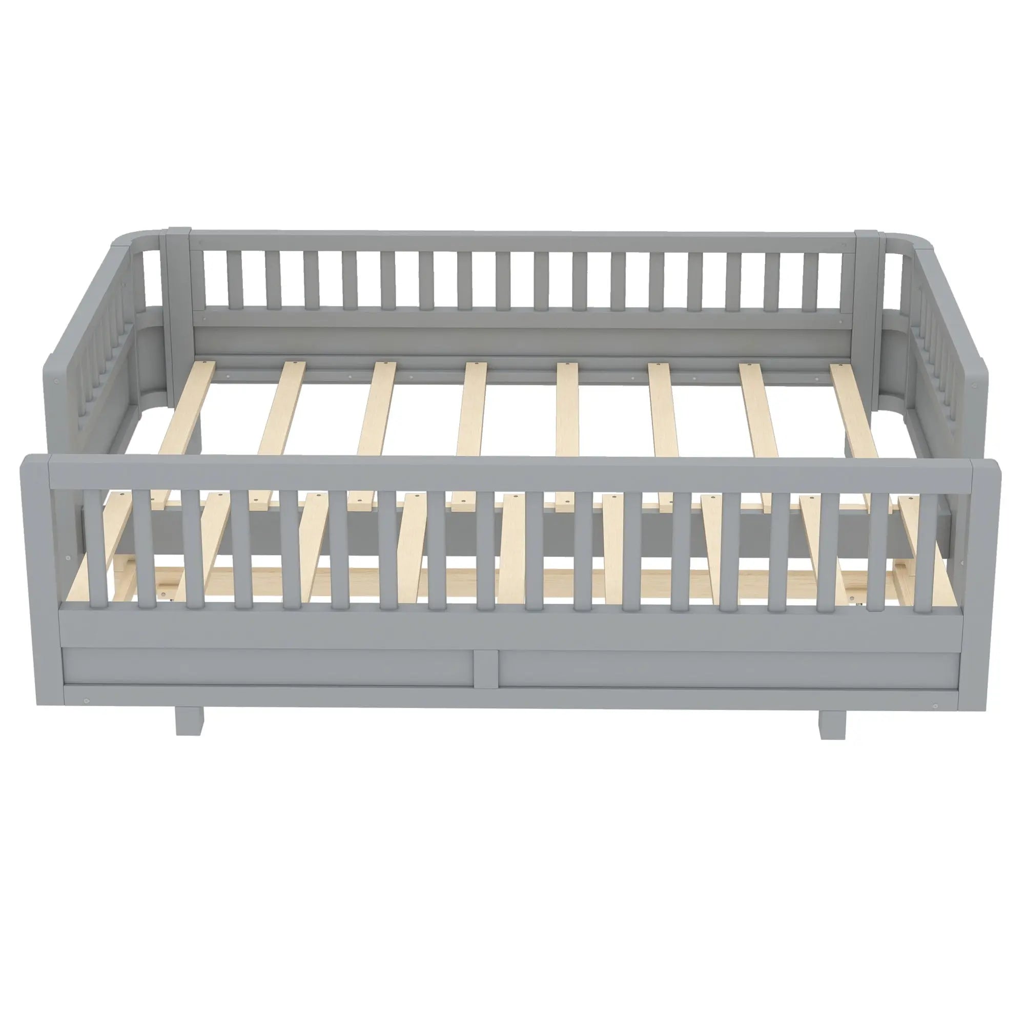 Bellemave® Queen Floor Bed or Twin XL Montessori Floor beds for Kids, Twin XL Can Be Converted into a Queen Platform Bed, Gray - Bellemave