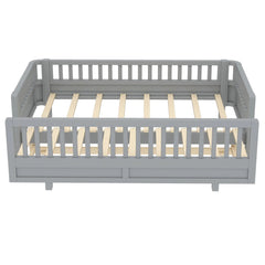 Bellemave® Queen Floor Bed or Twin XL Montessori Floor beds for Kids, Twin XL Can Be Converted into a Queen Platform Bed, Gray - Bellemave