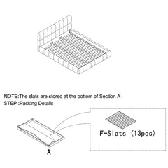 Bellemave® Queen Grounded Bed Frame with Headboard, Cute Puff Grid Pattern Chenille Upholstered Platform Floor Bed with Sturdy Slats - Bellemave