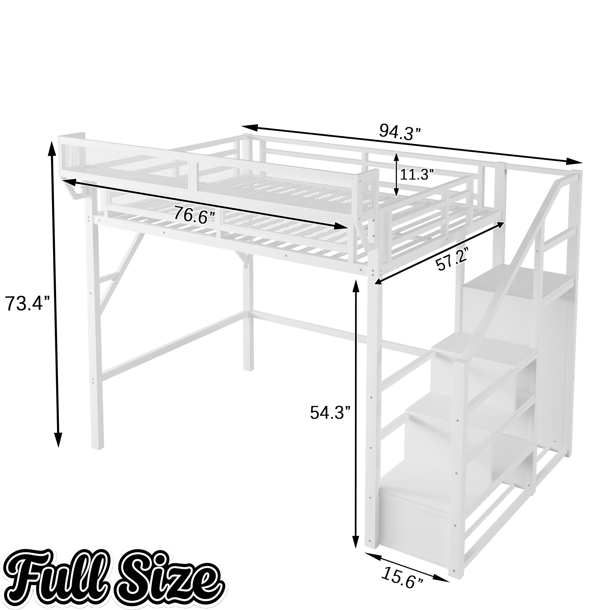 Bellemave® Queen loft Bed with Storage Stairs, Wardrobe, Shelves, Metal High Loft Bed Frame for Adults, Kids, Teens, Black, Patent Products - Bellemave