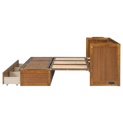 Bellemave® Queen Murphy Bed with Charging Station and Storage, Farmhouse Murphy Bed with Foldable Panel for Guest Bedroom, Living Room, Office - Bellemave