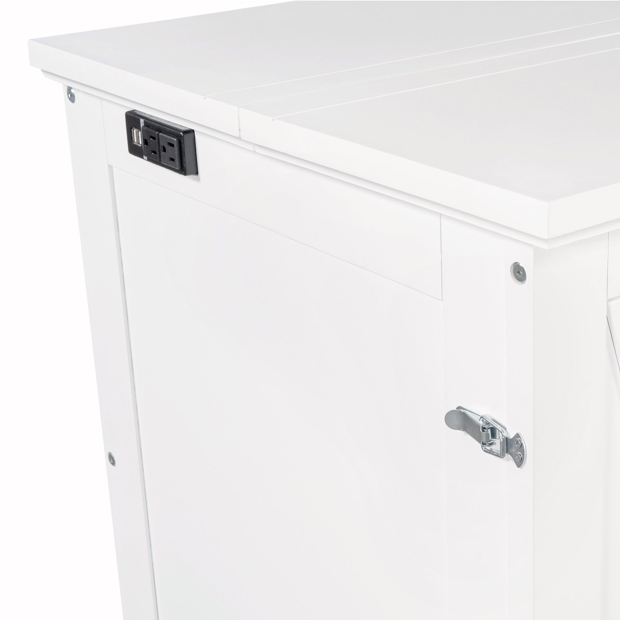 Bellemave® Queen Murphy Bed with Charging Station, Solid Wood Murphy Cabinet Bed with Large Drawers for Living Room, Bedroom, Apartment, White - Bellemave