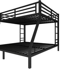 Bellemave® Queen Over King Bunk Beds Frame for Teens and Adults with 2 Side Ladder and Full Length Guardrail - Bellemave