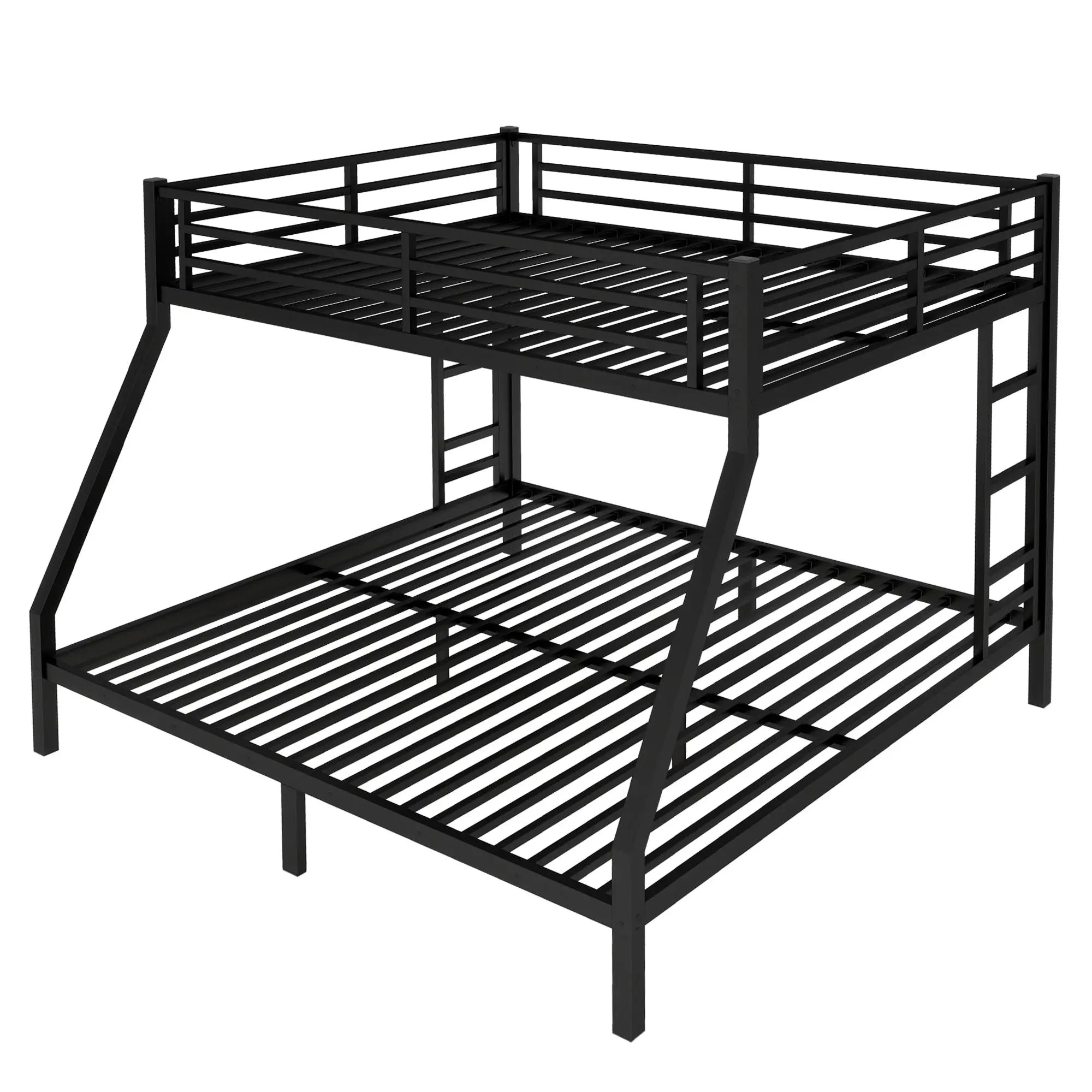 Bellemave® Queen Over King Bunk Beds Frame for Teens and Adults with 2 Side Ladder and Full Length Guardrail - Bellemave