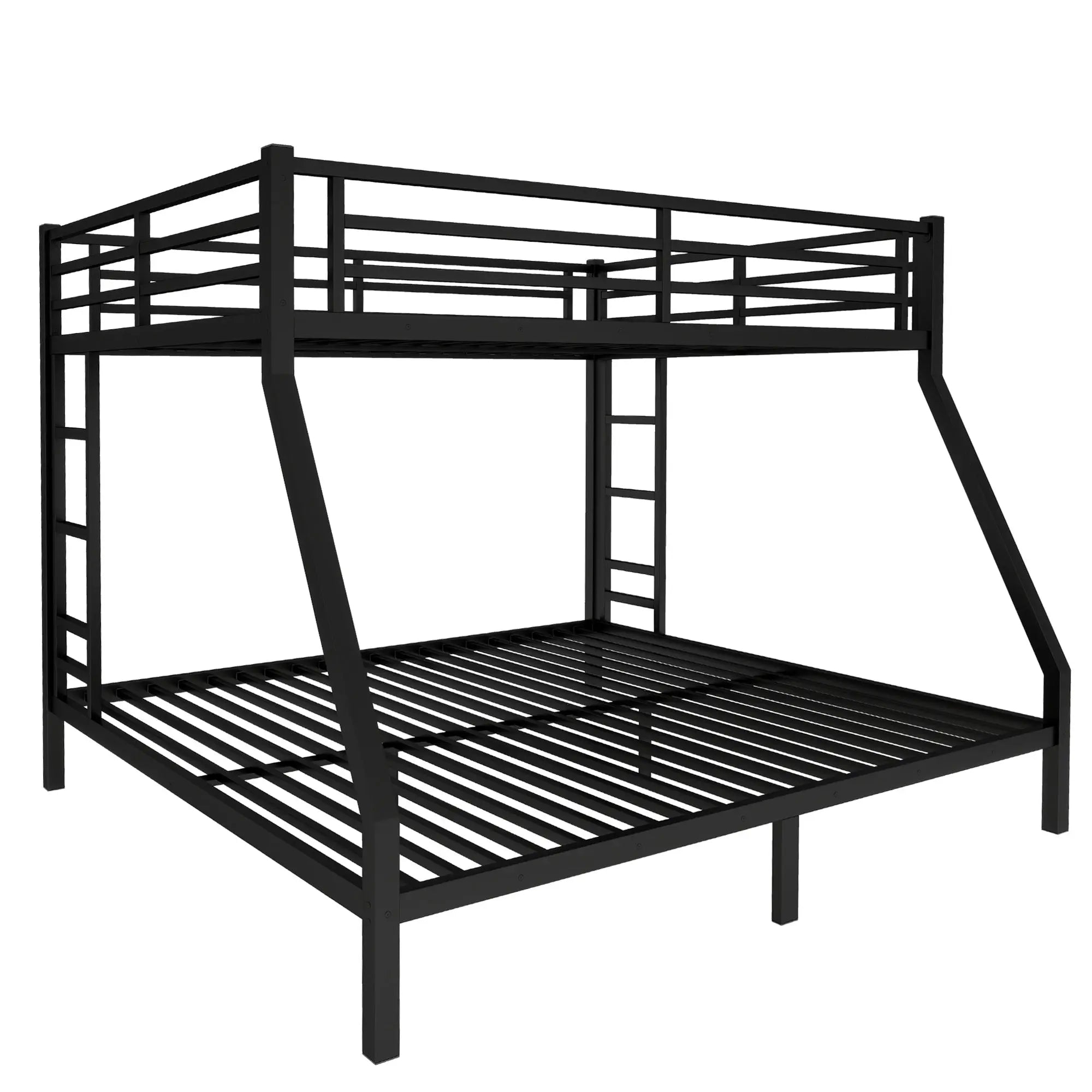Bellemave® Queen Over King Bunk Beds Frame for Teens and Adults with 2 Side Ladder and Full Length Guardrail - Bellemave