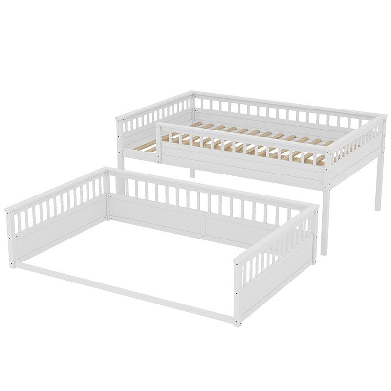 Bellemave® Queen over Queen Bunk Bed with Ladder and Guardrails - Bellemave
