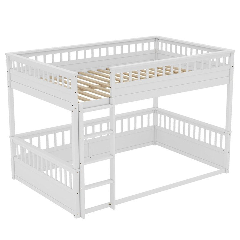 Bellemave® Queen over Queen Bunk Bed with Ladder and Guardrails - Bellemave