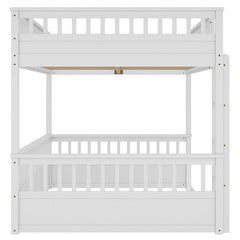Bellemave® Queen over Queen Bunk Bed with Ladder and Guardrails - Bellemave