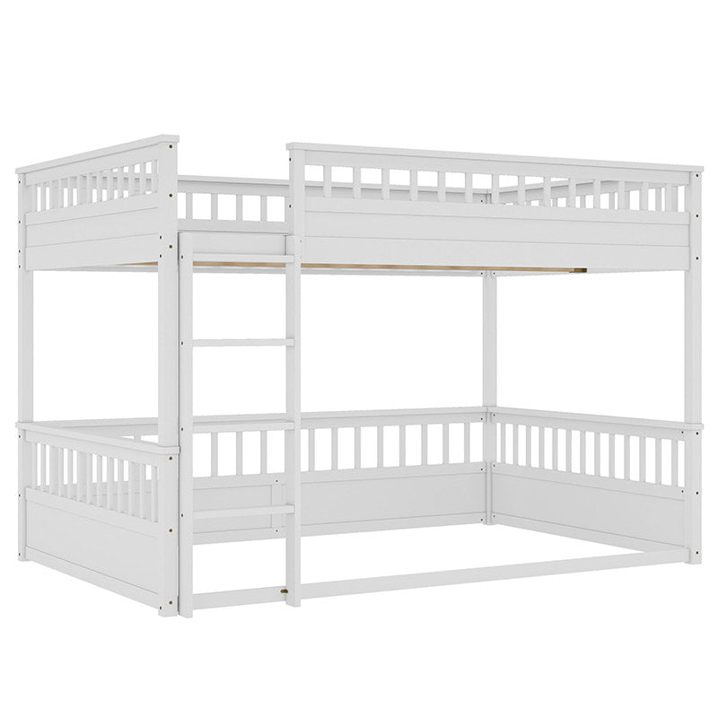 Bellemave® Queen over Queen Bunk Bed with Ladder and Guardrails - Bellemave