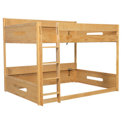 Bellemave® Queen Over Queen Bunk Bed with Storage Shelves, Plug Outlets, USB Ports & Guardrails - Bellemave
