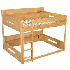 Bellemave® Queen Over Queen Bunk Bed with Storage Shelves, Plug Outlets, USB Ports & Guardrails - Bellemave
