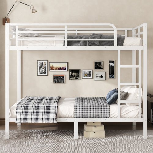 Bellemave® Queen Over Queen Bunk Beds for Adults,Heavy Duty Adult Bunk Beds,Metal Bunk Bed Queen Size with 2 Ladders,Noise - Free,White - Bellemave