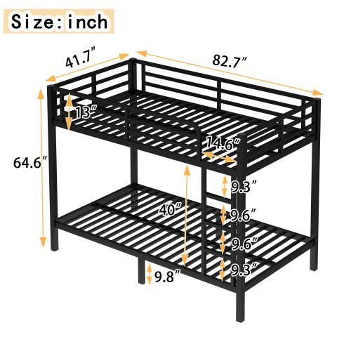 Bellemave® Queen Over Queen Bunk Beds for Adults,Heavy Duty Adult Bunk Beds,Metal Bunk Bed Queen Size with 2 Ladders,Noise - Free,White - Bellemave