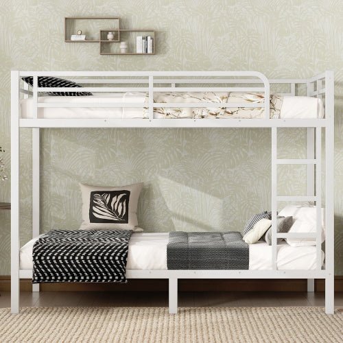 Bellemave® Queen Over Queen Bunk Beds for Adults,Heavy Duty Adult Bunk Beds,Metal Bunk Bed Queen Size with 2 Ladders,Noise - Free,White - Bellemave