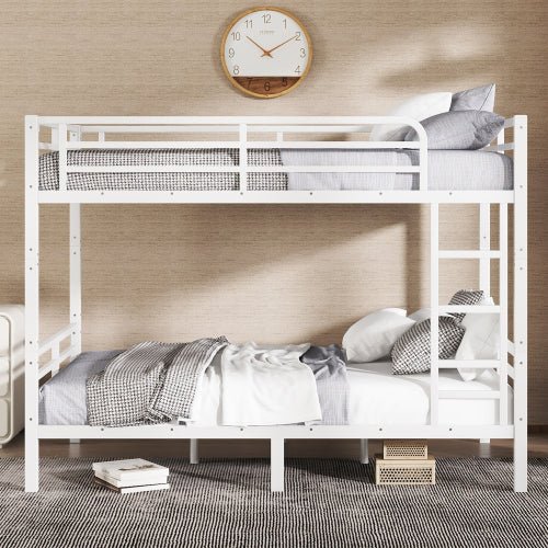 Bellemave® Queen Over Queen Bunk Beds for Adults,Heavy Duty Adult Bunk Beds,Metal Bunk Bed Queen Size with 2 Ladders,Noise - Free,White - Bellemave