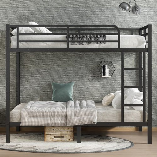 Bellemave® Queen Over Queen Bunk Beds for Adults,Heavy Duty Adult Bunk Beds,Metal Bunk Bed Queen Size with 2 Ladders,Noise - Free,White - Bellemave