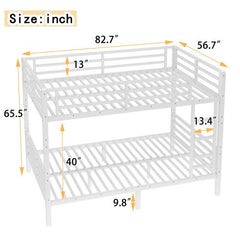 Bellemave® Queen Over Queen Bunk Beds for Adults,Heavy Duty Adult Bunk Beds,Metal Bunk Bed Queen Size with 2 Ladders,Noise - Free,White - Bellemave