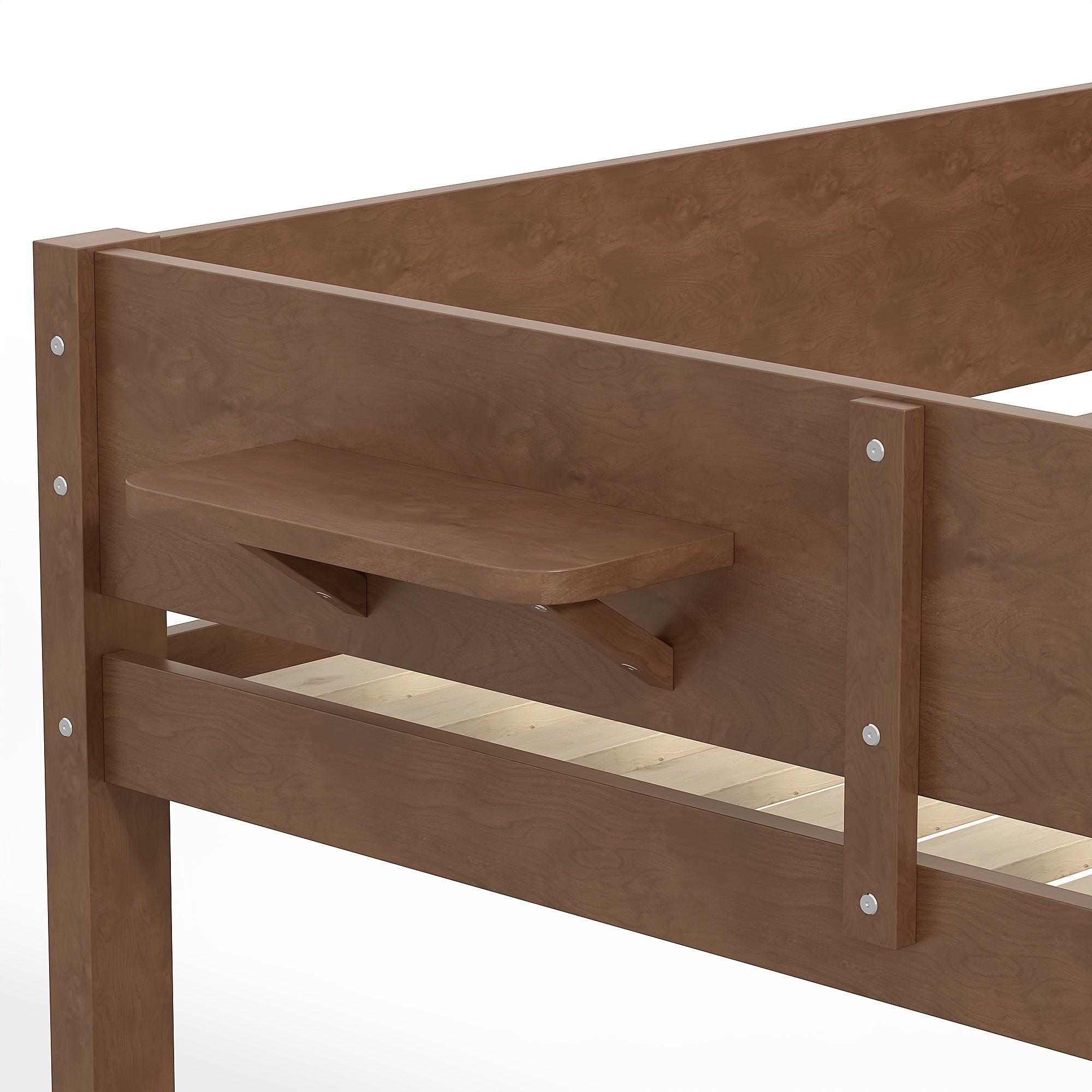 Bellemave® Queen over Queen Size Wooden Bunk Bed Frame with Convenient Tray & Built - in Storage Shelves - Bellemave