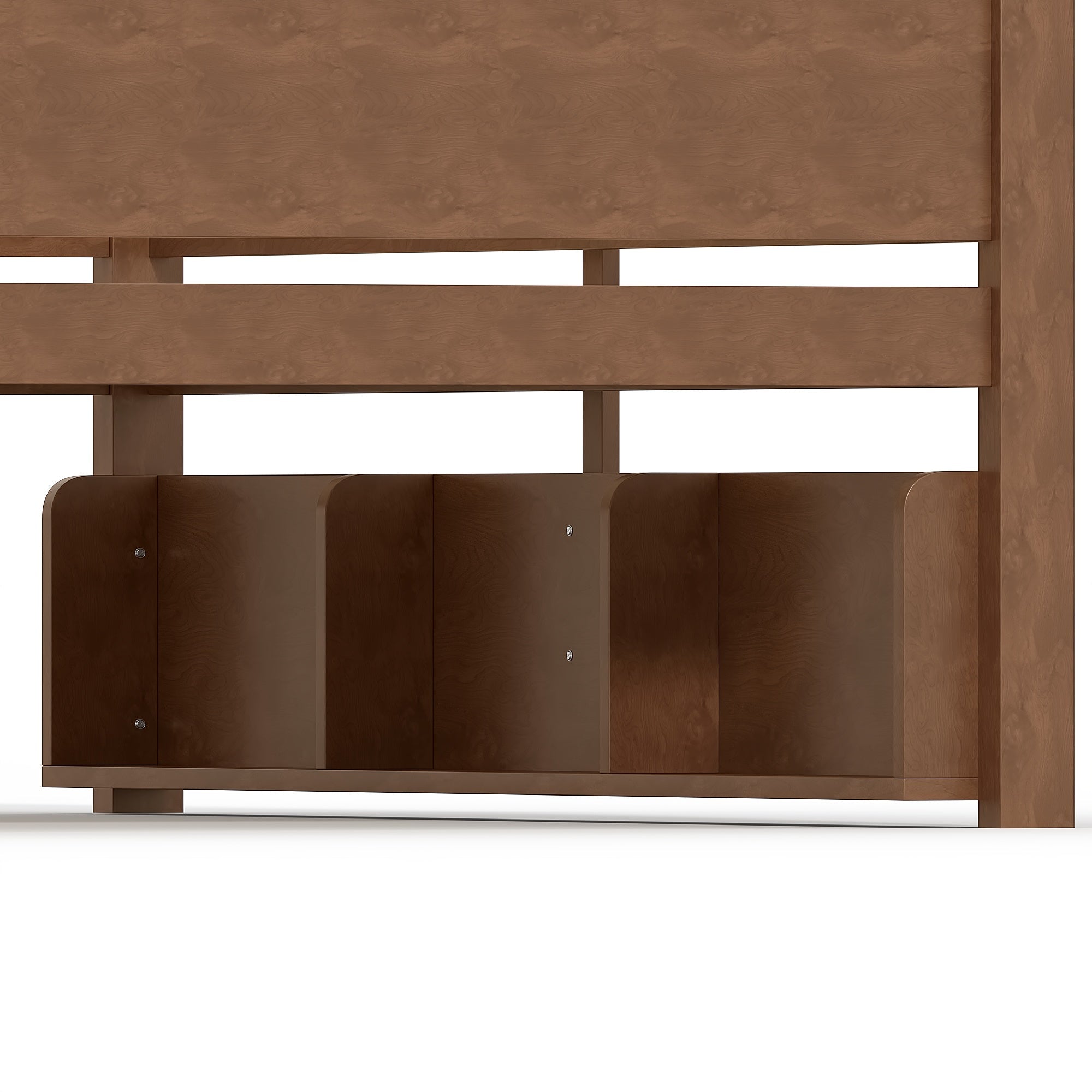 Bellemave® Queen over Queen Size Wooden Bunk Bed Frame with Convenient Tray & Built - in Storage Shelves - Bellemave