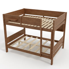 Bellemave® Queen over Queen Size Wooden Bunk Bed Frame with Convenient Tray & Built - in Storage Shelves - Bellemave
