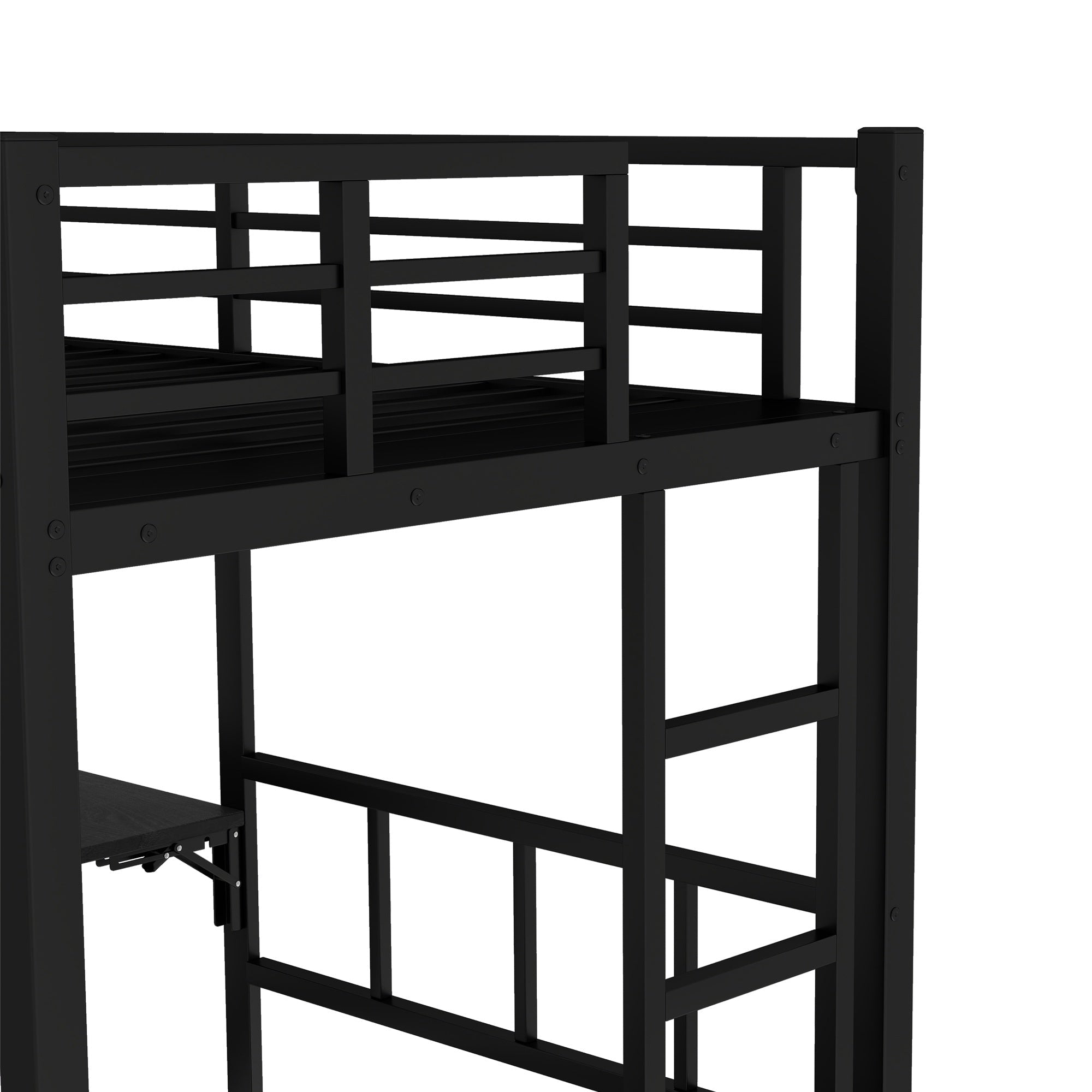 Bellemave® Queen Over Twin Metal Bunk Bed with Built - in Wardrobe, Trundle & Desk for Kids, Teens, Adults, Black - Bellemave