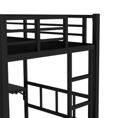 Bellemave® Queen Over Twin Metal Bunk Bed with Built - in Wardrobe, Trundle & Desk for Kids, Teens, Adults, Black - Bellemave