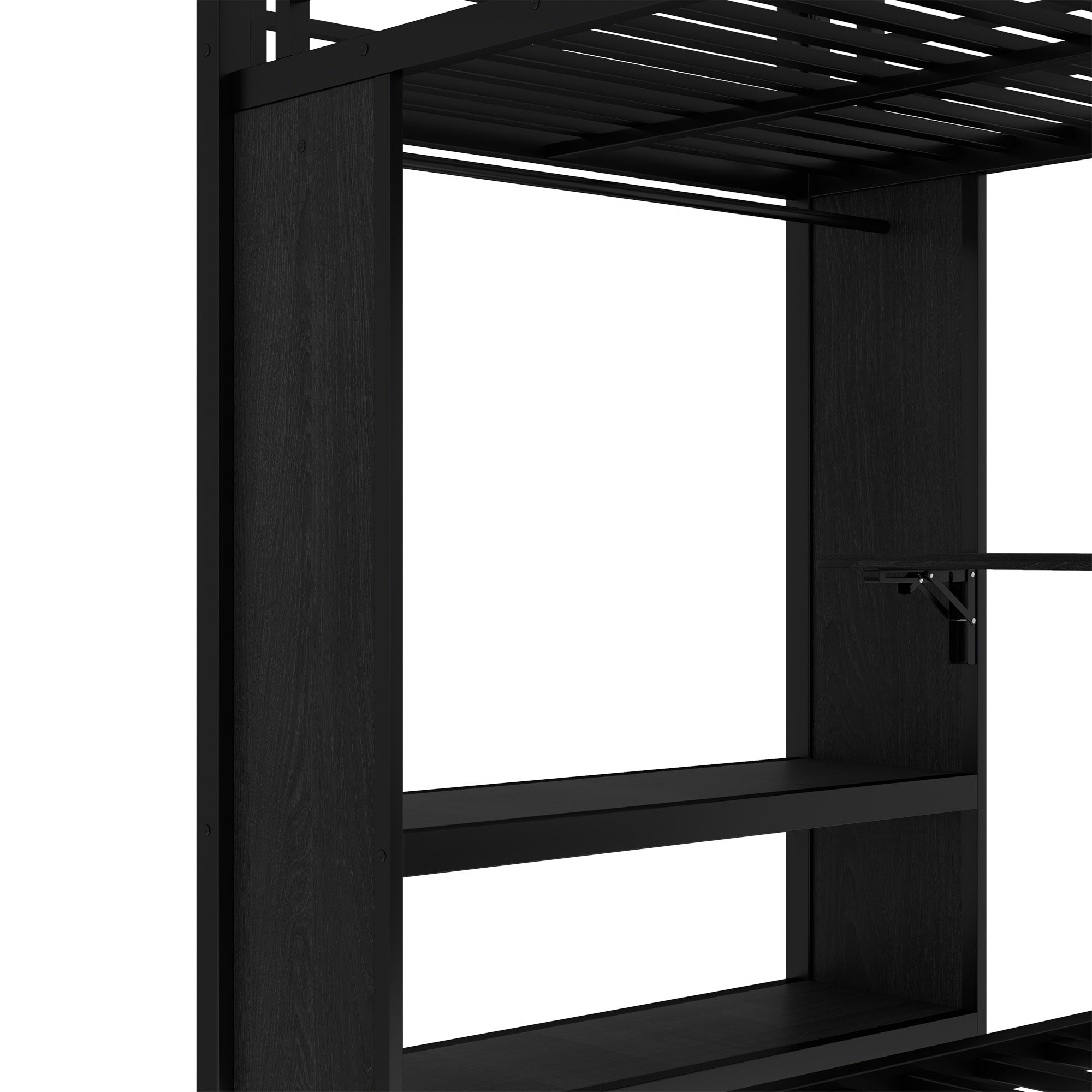 Bellemave® Queen Over Twin Metal Bunk Bed with Built - in Wardrobe, Trundle & Desk for Kids, Teens, Adults, Black - Bellemave