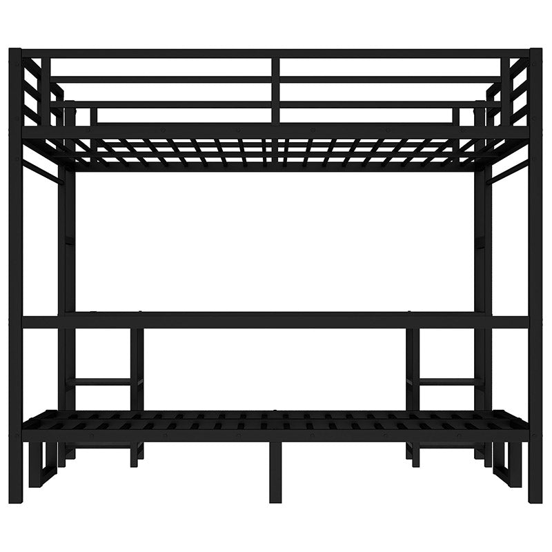 Bellemave® Queen over Twin XL Metal Bunk Bed/Loft Bed with Desk and Shelves, Multiple Uses Folds into Sofa with LED and USB - Bellemave