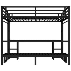 Bellemave® Queen over Twin XL Metal Bunk Bed/Loft Bed with Desk and Shelves, Multiple Uses Folds into Sofa with LED and USB - Bellemave