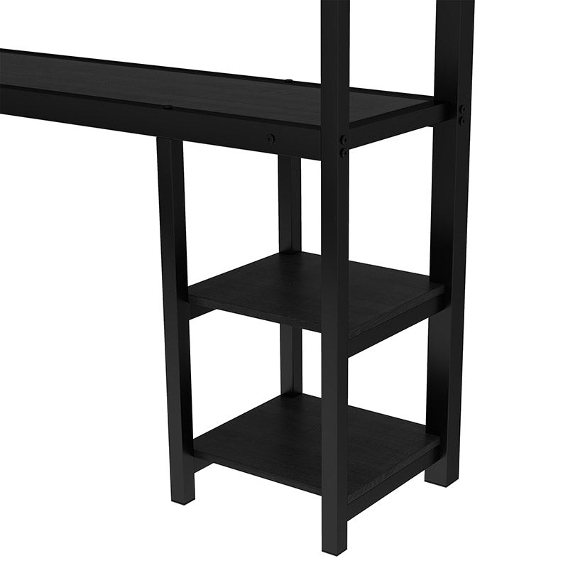 Bellemave® Queen over Twin XL Metal Bunk Bed/Loft Bed with Desk and Shelves, Multiple Uses Folds into Sofa with LED and USB - Bellemave