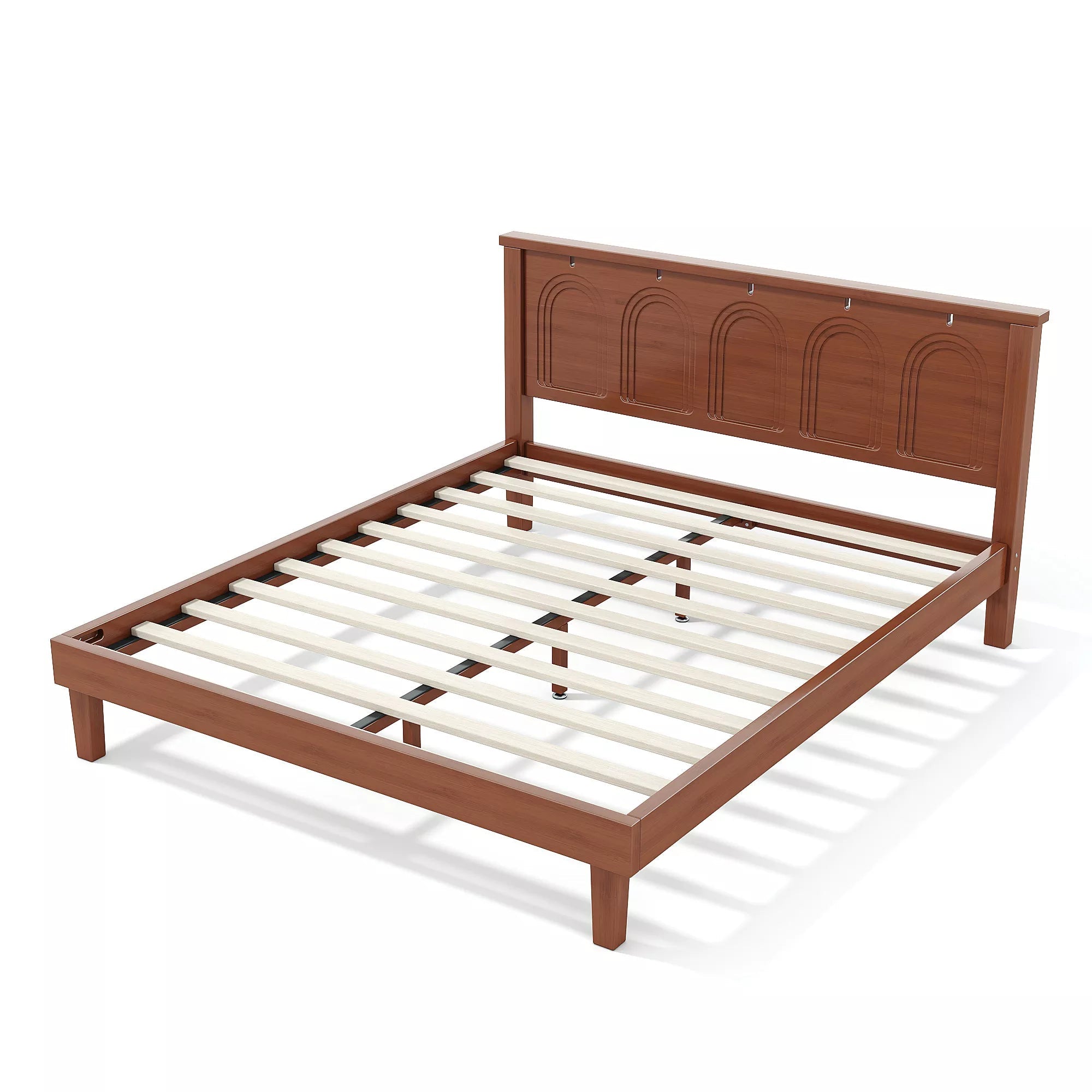 Bellemave® Queen Platform Bed, Solid Bamboo Bed Frame with Support Slats, No Box Spring Needed - Bellemave