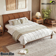 Bellemave® Queen Platform Bed, Solid Bamboo Bed Frame with Support Slats, No Box Spring Needed - Bellemave