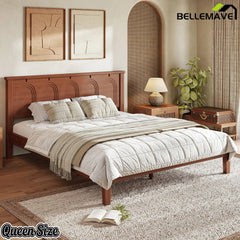 Bellemave® Queen Platform Bed, Solid Bamboo Bed Frame with Support Slats, No Box Spring Needed - Bellemave