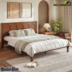Bellemave® Queen Platform Bed, Solid Bamboo Bed Frame with Support Slats, No Box Spring Needed - Bellemave