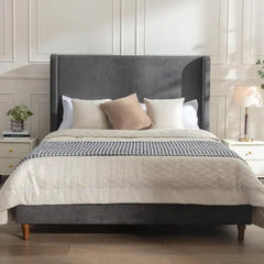 Bellemave® Queen Size Boucle Upholstered Platform Bed with High Headboard - Bellemave