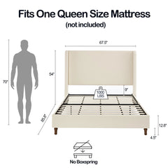 Bellemave® Queen Size Boucle Upholstered Platform Bed with High Headboard - Bellemave