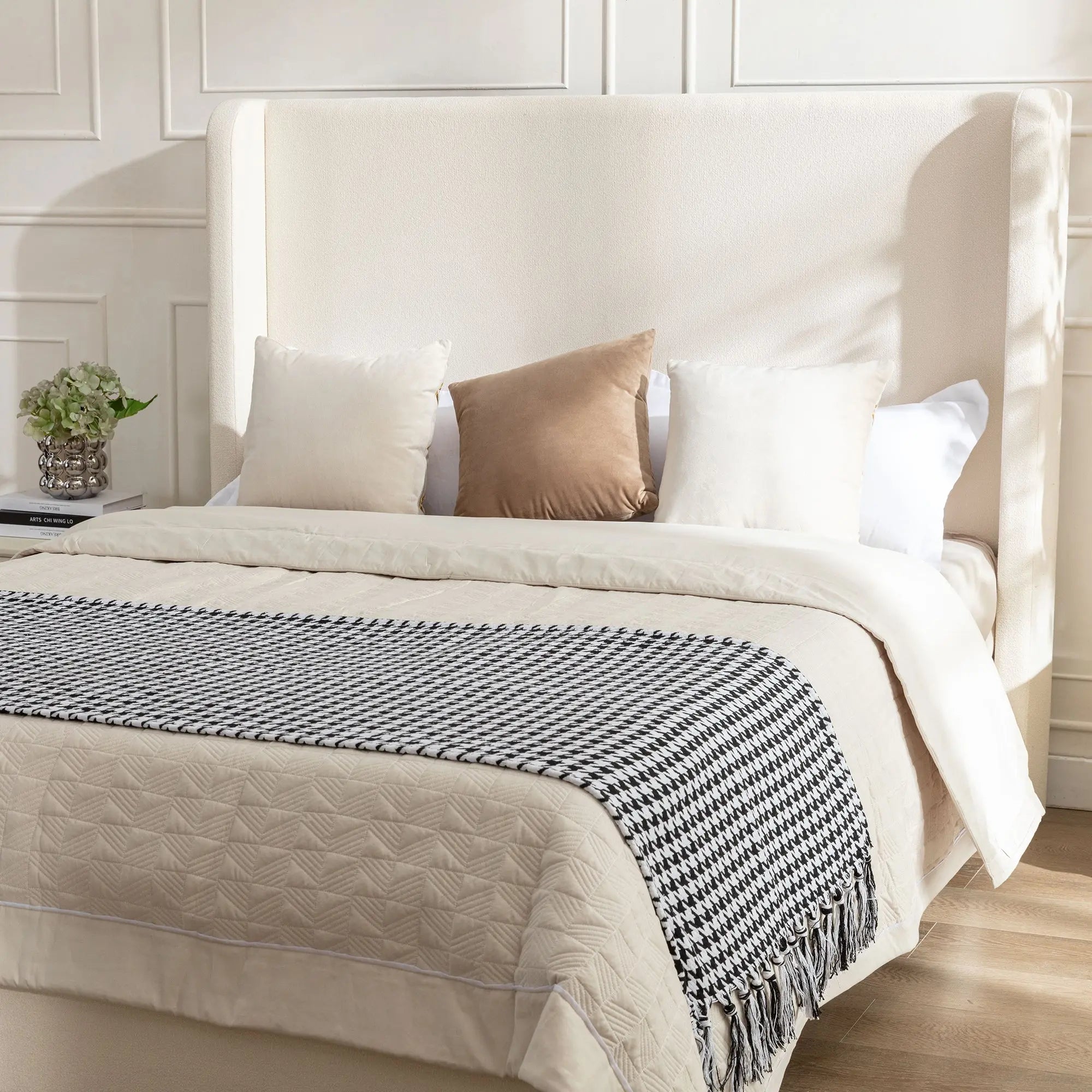 Bellemave® Queen Size Boucle Upholstered Platform Bed with High Headboard - Bellemave