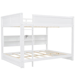 Bellemave® Queen Size Bunk Bed with Storage Cabinets and USB Ports - Bellemave