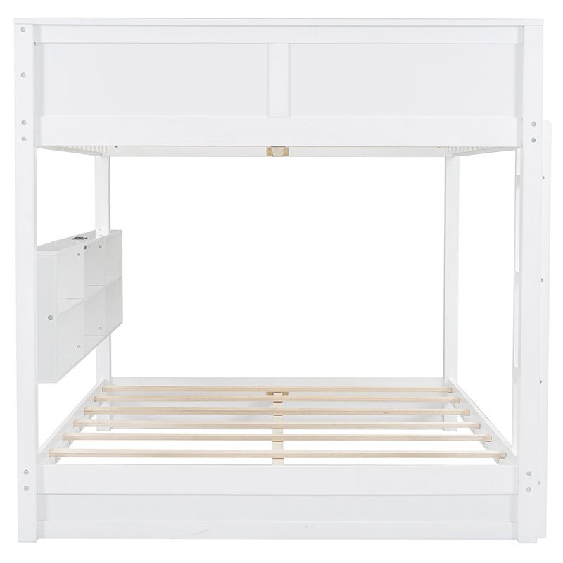Bellemave® Queen Size Bunk Bed with Storage Cabinets and USB Ports - Bellemave