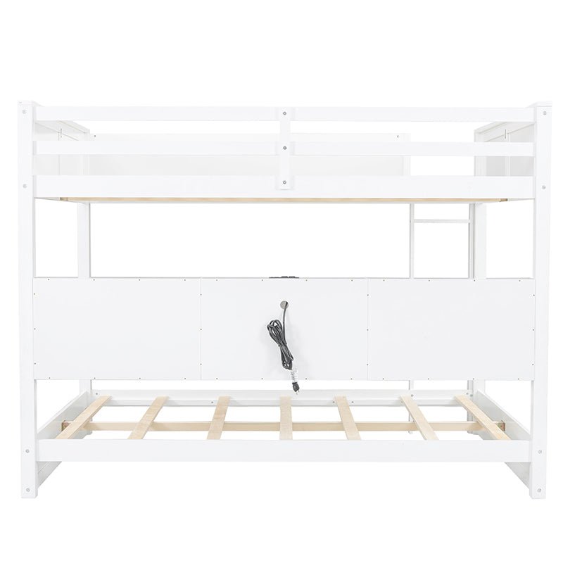 Bellemave® Queen Size Bunk Bed with Storage Cabinets and USB Ports - Bellemave