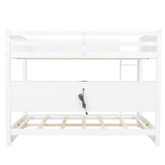 Bellemave® Queen Size Bunk Bed with Storage Cabinets and USB Ports - Bellemave
