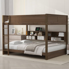 Bellemave® Queen Size Bunk Bed with Storage Cabinets and USB Ports - Bellemave