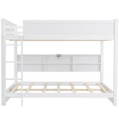 Bellemave® Queen Size Bunk Bed with Storage Cabinets and USB Ports - Bellemave