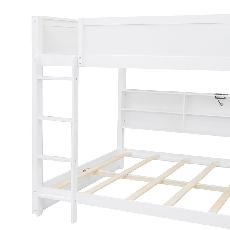 Bellemave® Queen Size Bunk Bed with Storage Cabinets and USB Ports - Bellemave