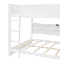 Bellemave® Queen Size Bunk Bed with Storage Cabinets and USB Ports - Bellemave