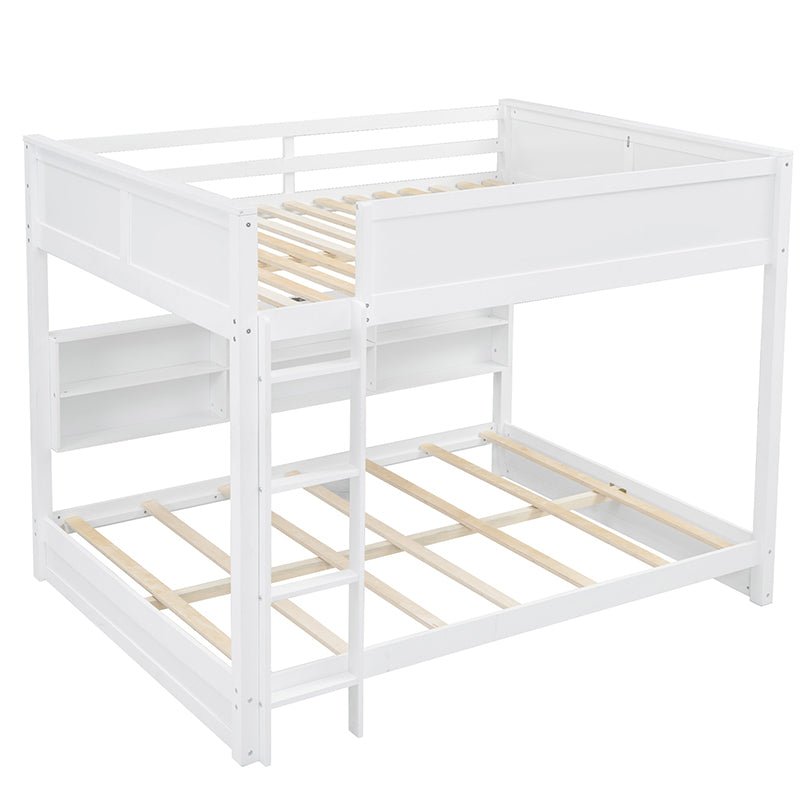 Bellemave® Queen Size Bunk Bed with Storage Cabinets and USB Ports - Bellemave