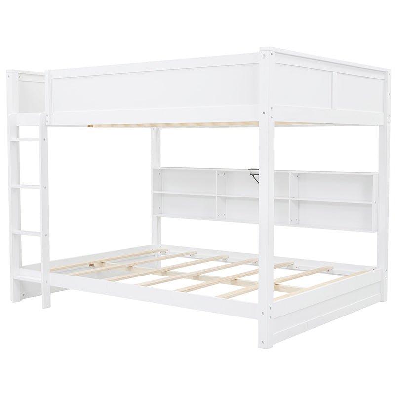 Bellemave® Queen Size Bunk Bed with Storage Cabinets and USB Ports - Bellemave